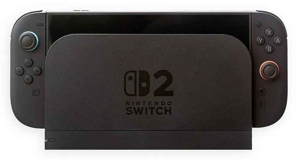 The Nintendo Switch 2 in its dock